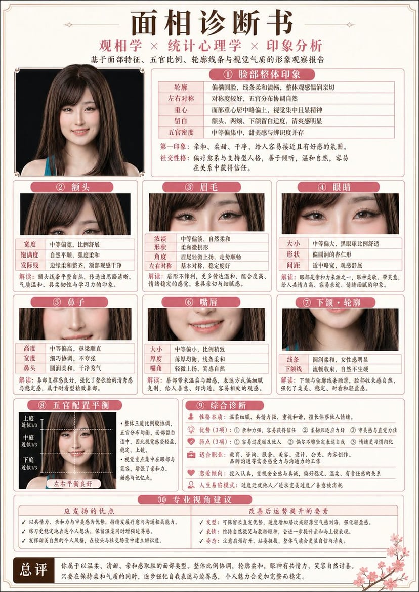 Japanese-Style Facial Analysis Diagnostic Poster
