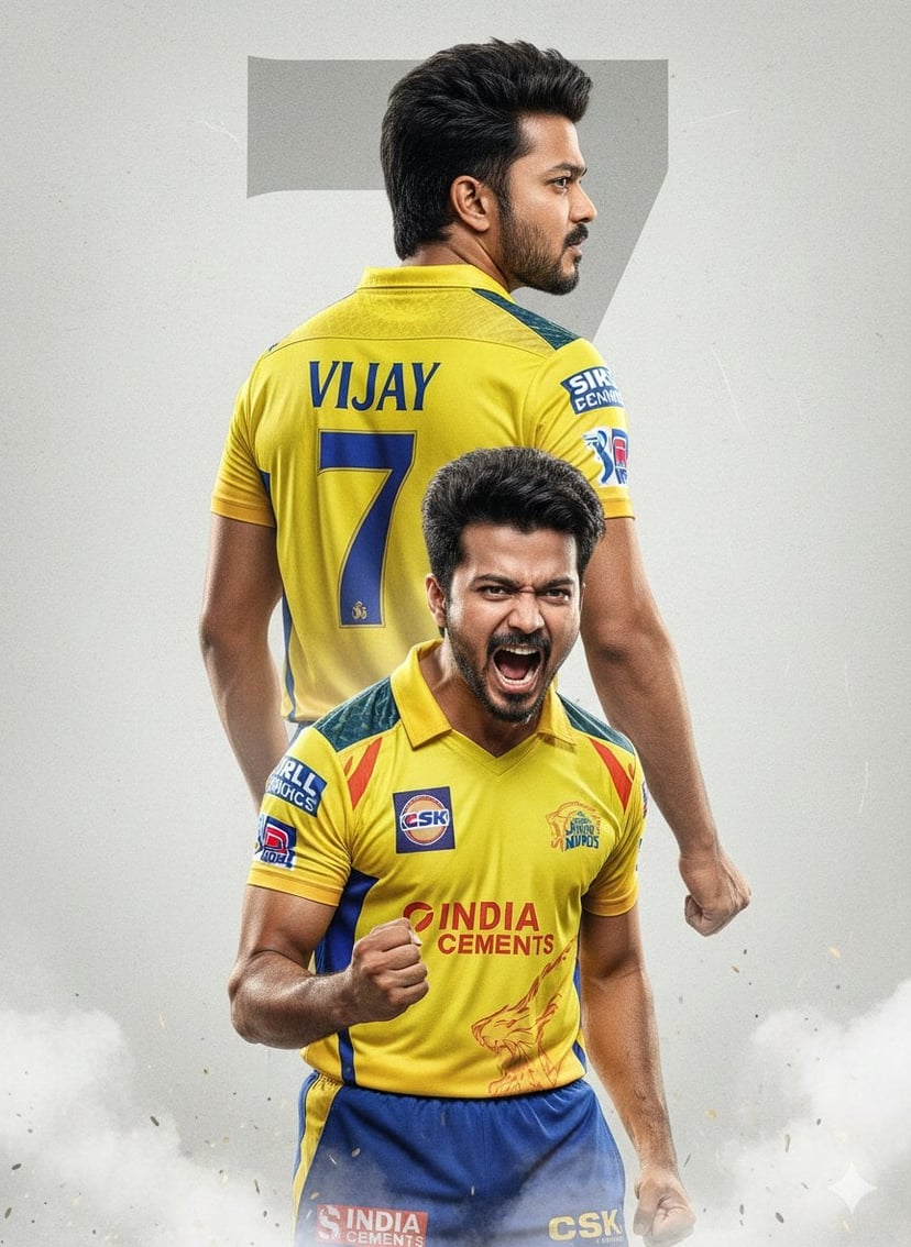 An ultra-realistic cinematic cricket poster featuring a young Indian