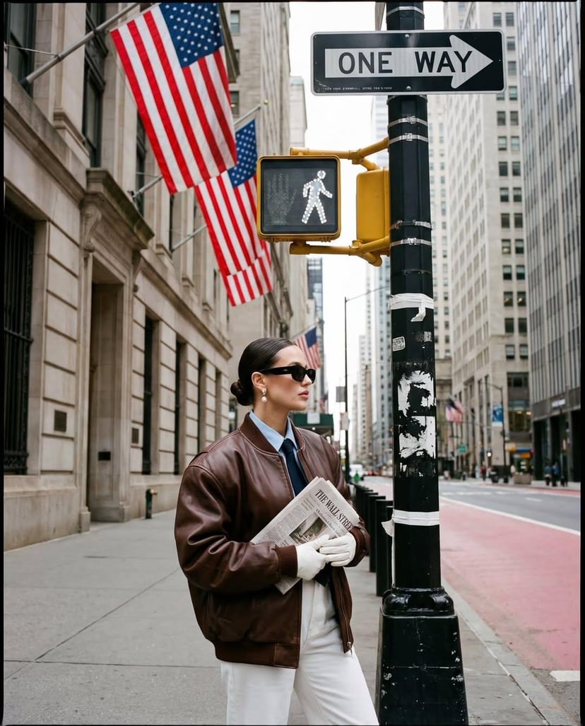 Ultra-realistic street fashion editorial photograph in New York City