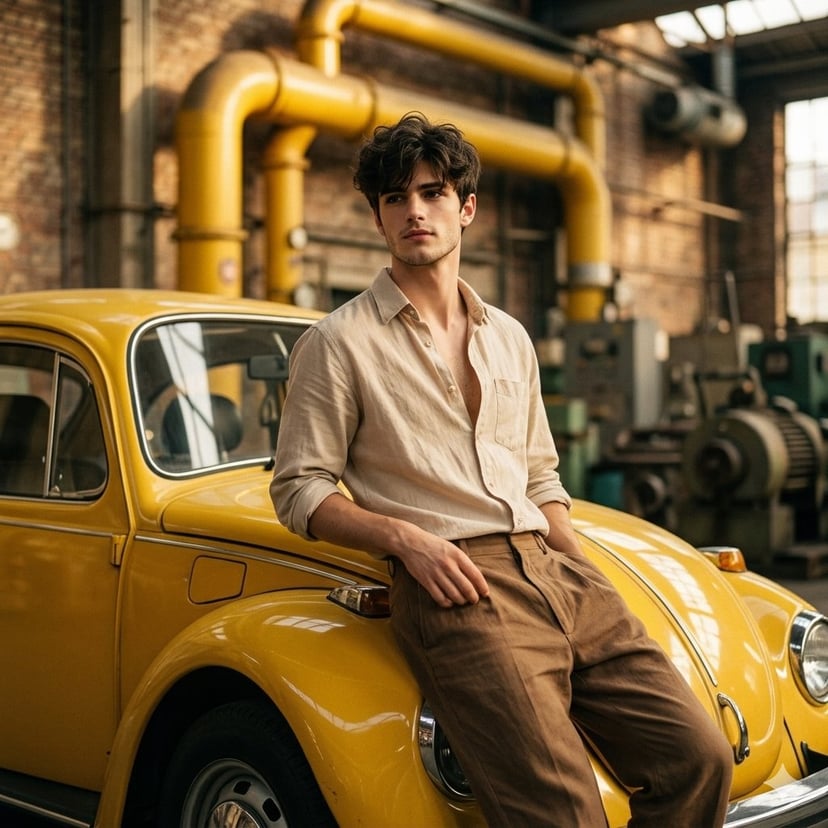 Vintage Car Portrait in Industrial Setting