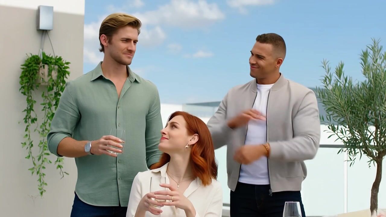 Three characters, one scene