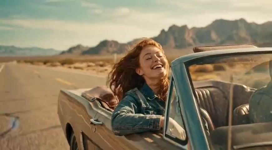 Convertible on a desert road