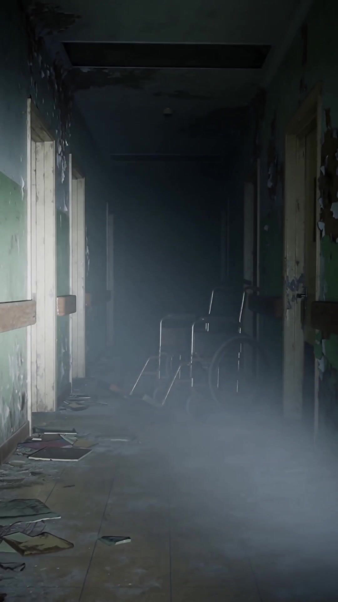 Abandoned hospital corridor