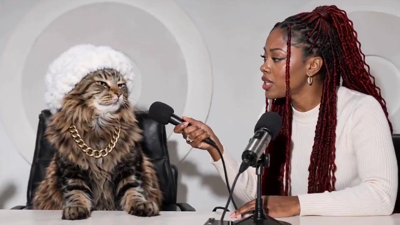 A cat on a podcast, from references