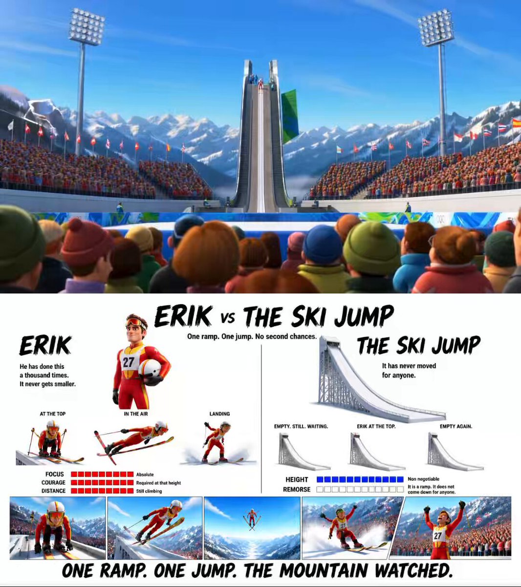 Pixar Style Ski Jump Animation