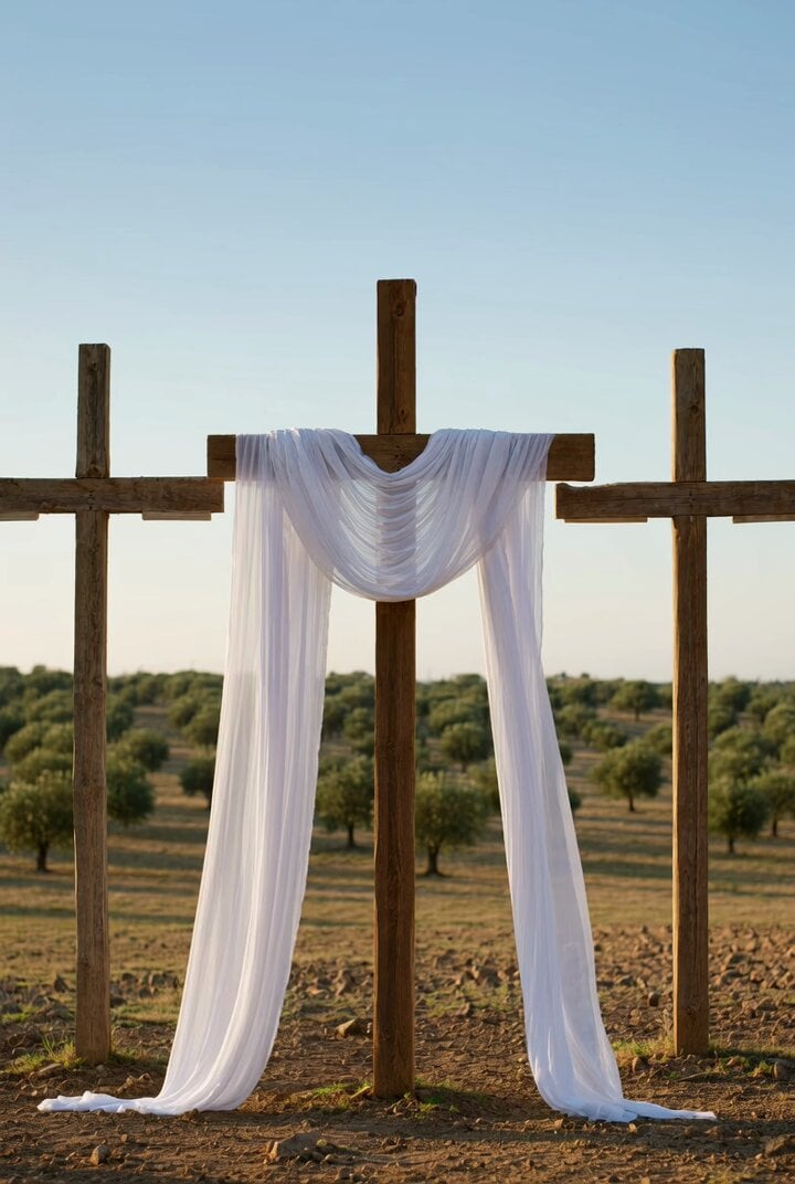 Grok Imagine prompt: Three crosses at Gethsemane