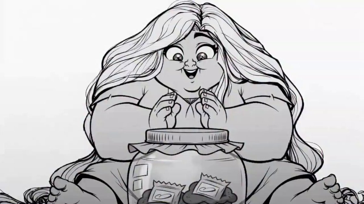 2D Line Art Girl Candy Jar Animation