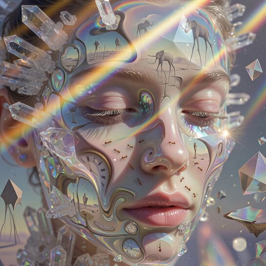 Surrealist Crystallized Face Transformation