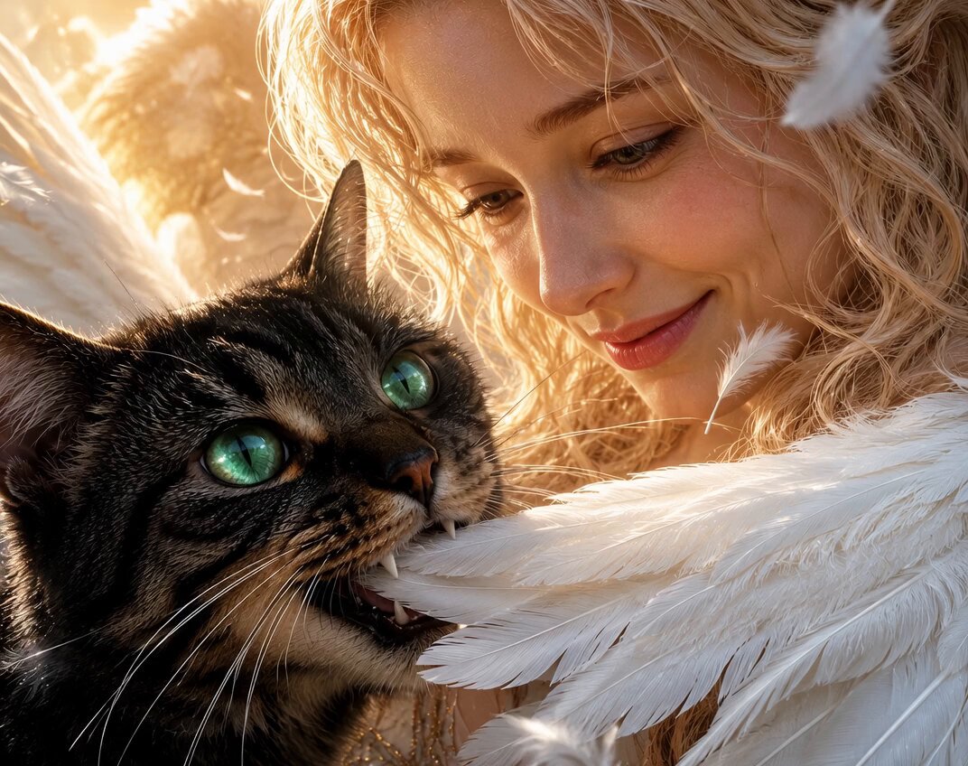 Angel and Curious Cat