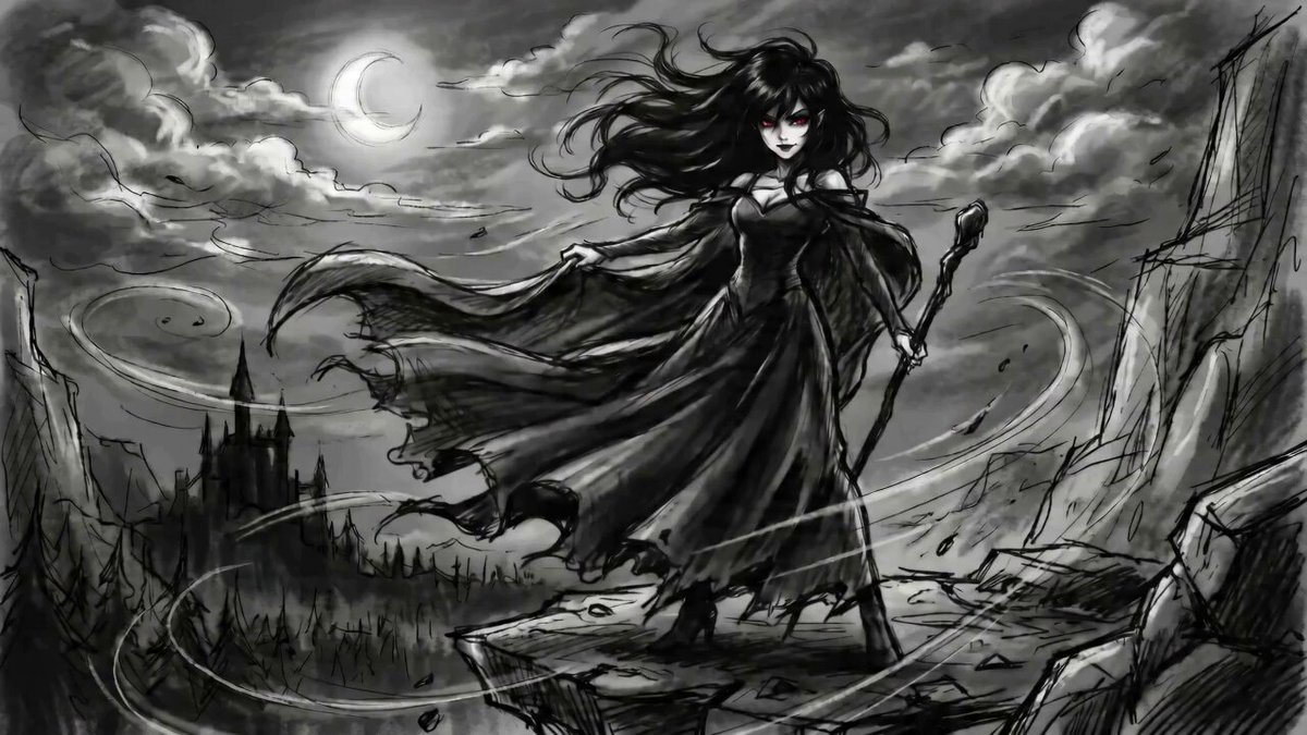 Anime Witch Transformation with Bat Wings