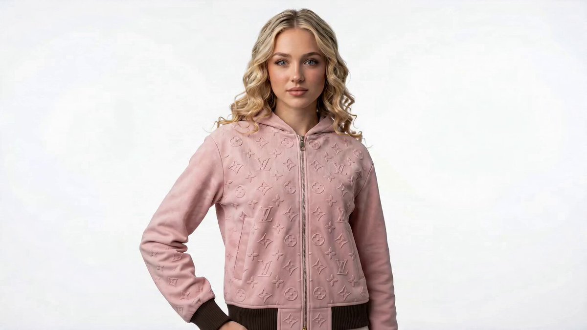 Luxury Pink Suede Hoodie Fashion Commercial