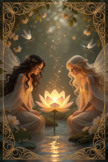 Peaceful Fairy Women and Lotus Animation