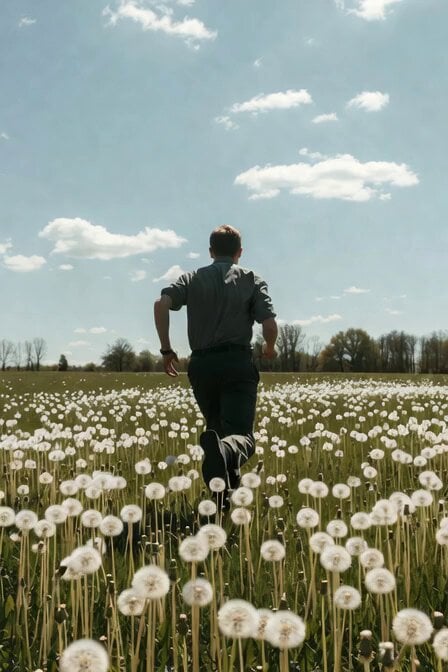 Dandelion Field Romantic Meeting