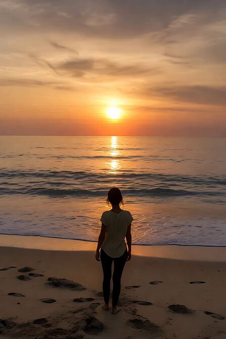 Serene Sunset Beach Scene