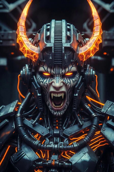 Cyberpunk Demonic Cyborg Warlord