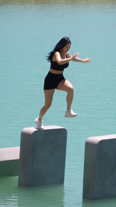 Giant Domino Water Parkour Challenge