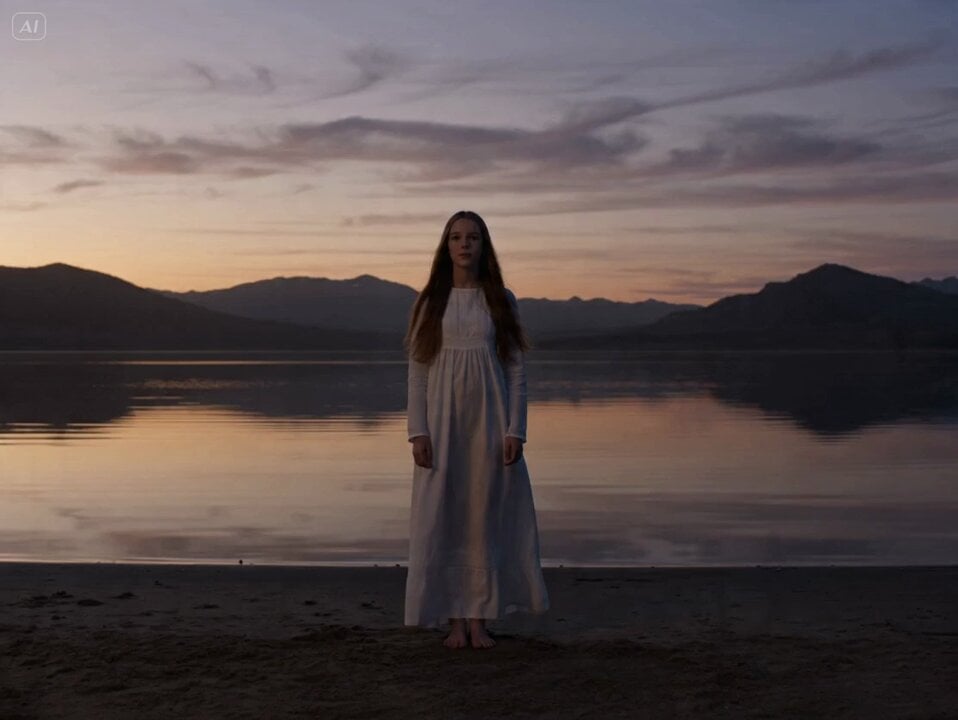 Serene Sunset Lake Scene Video Prompt