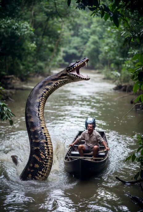 Grok Imagine prompt for a giant anaconda attack scene