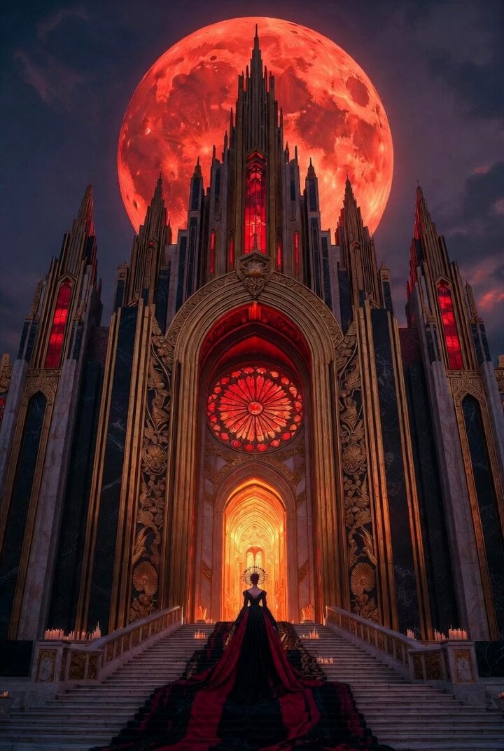 Celestial Rococo Art Deco Cathedral Video Prompt