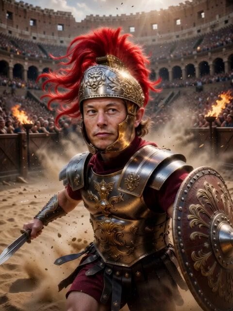 Roman Gladiator in Ancient Arena