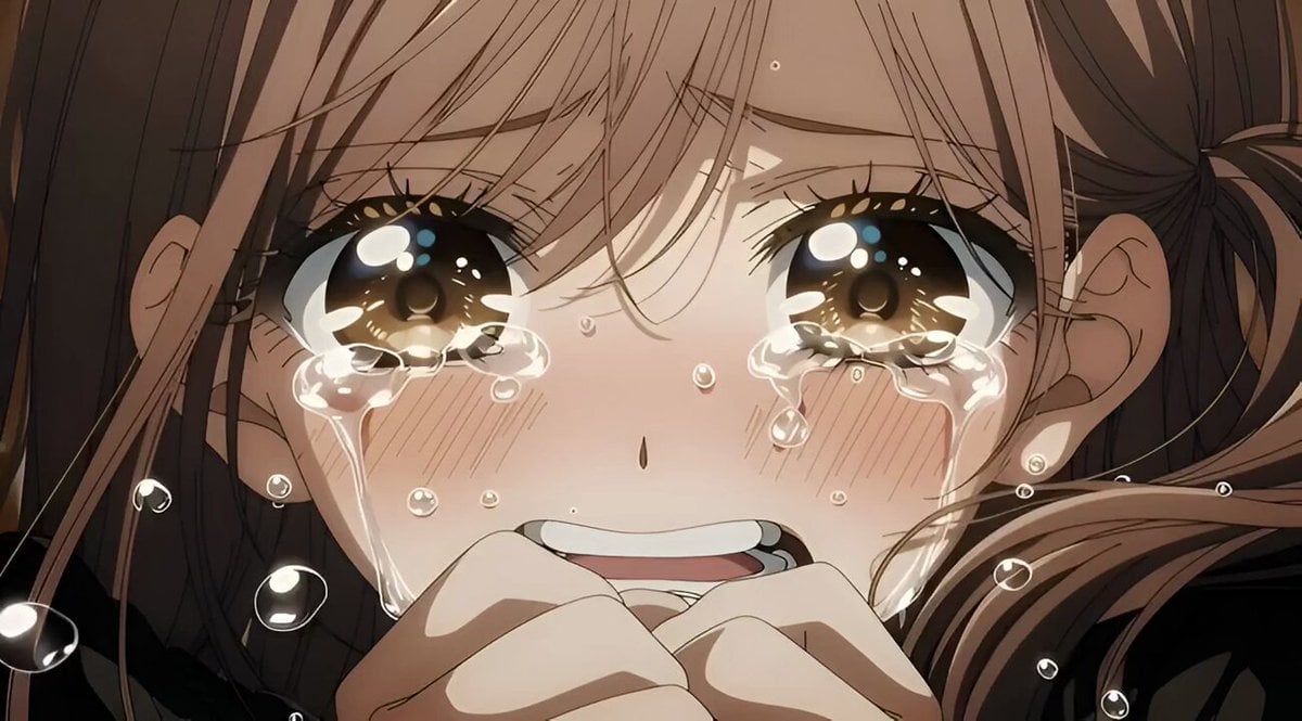 Grok Imagine video prompt for a crying anime girl