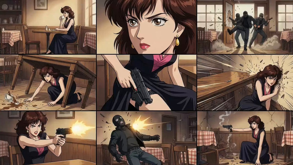 90s Anime Action Sequence: Cafe Ambush