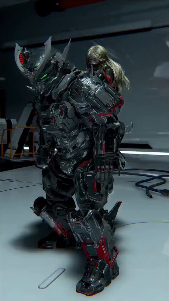 Futuristic Mech and Pilot Orbiting Shot