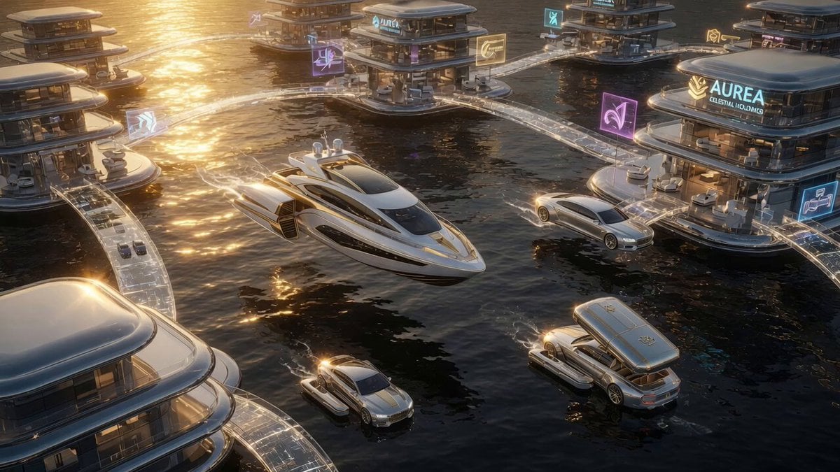 Futuristic Ocean City Flying Limousines