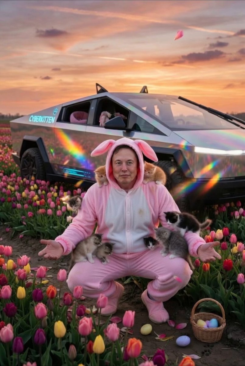 Cyberkitten Tulip Field Easter Scene