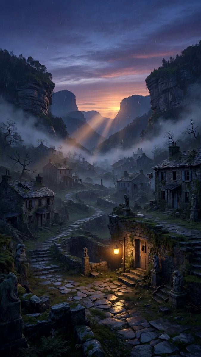 Dark Cinematic Mountain Valley