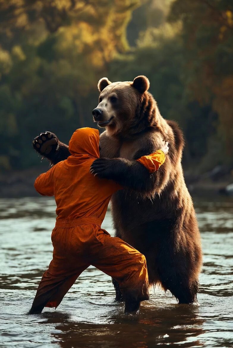 Man Wrestling Bear Animation