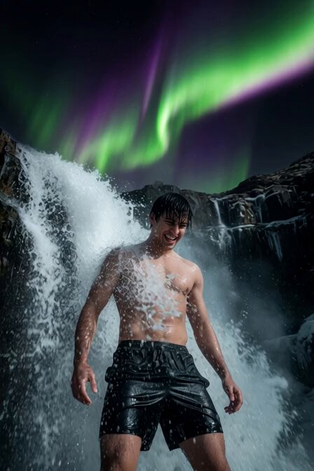 Icelandic Waterfall at Night