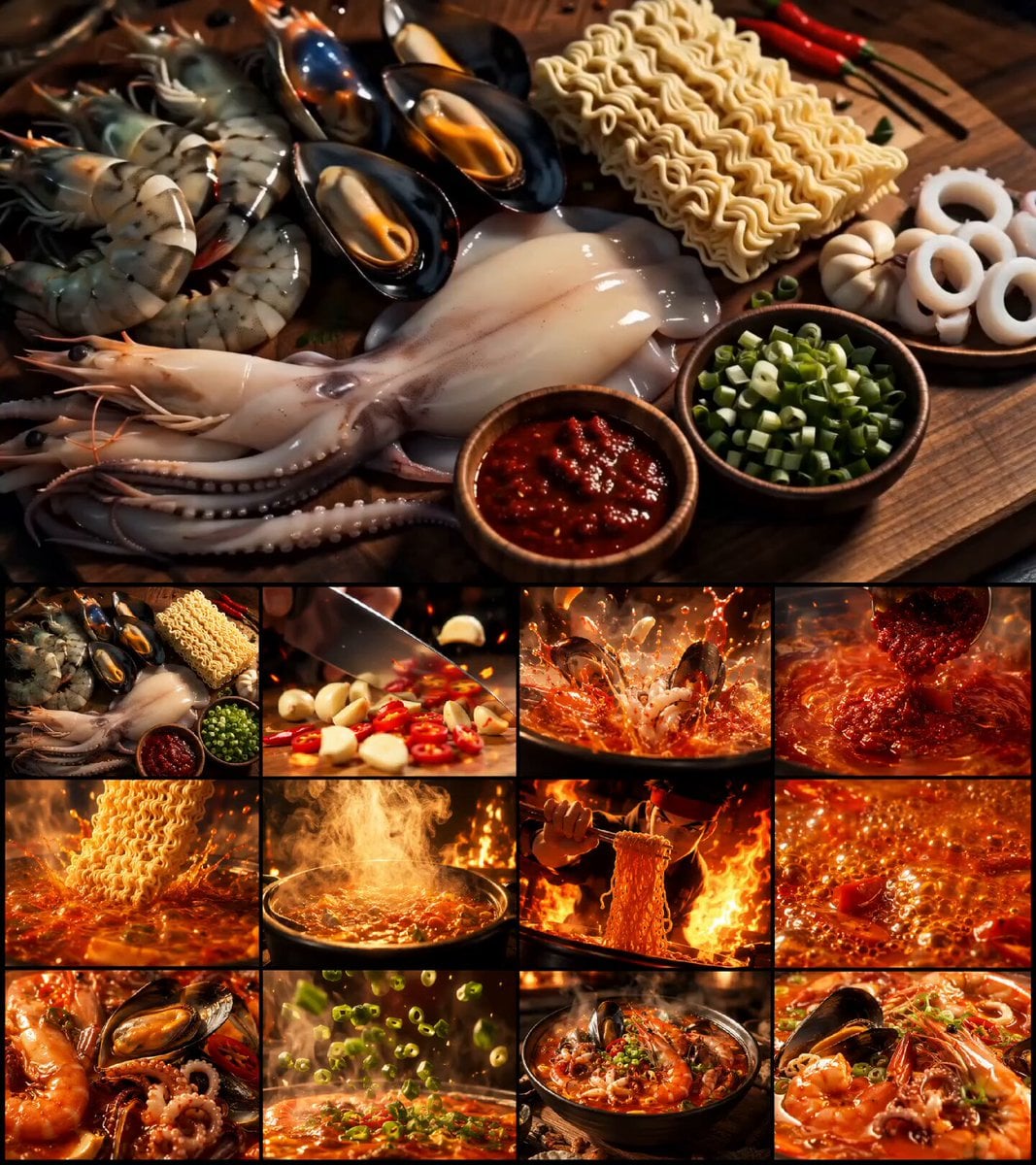 Korean Seafood Ramen Animation