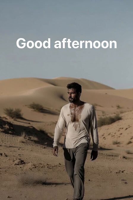 Sweating Man in Desert Greeting