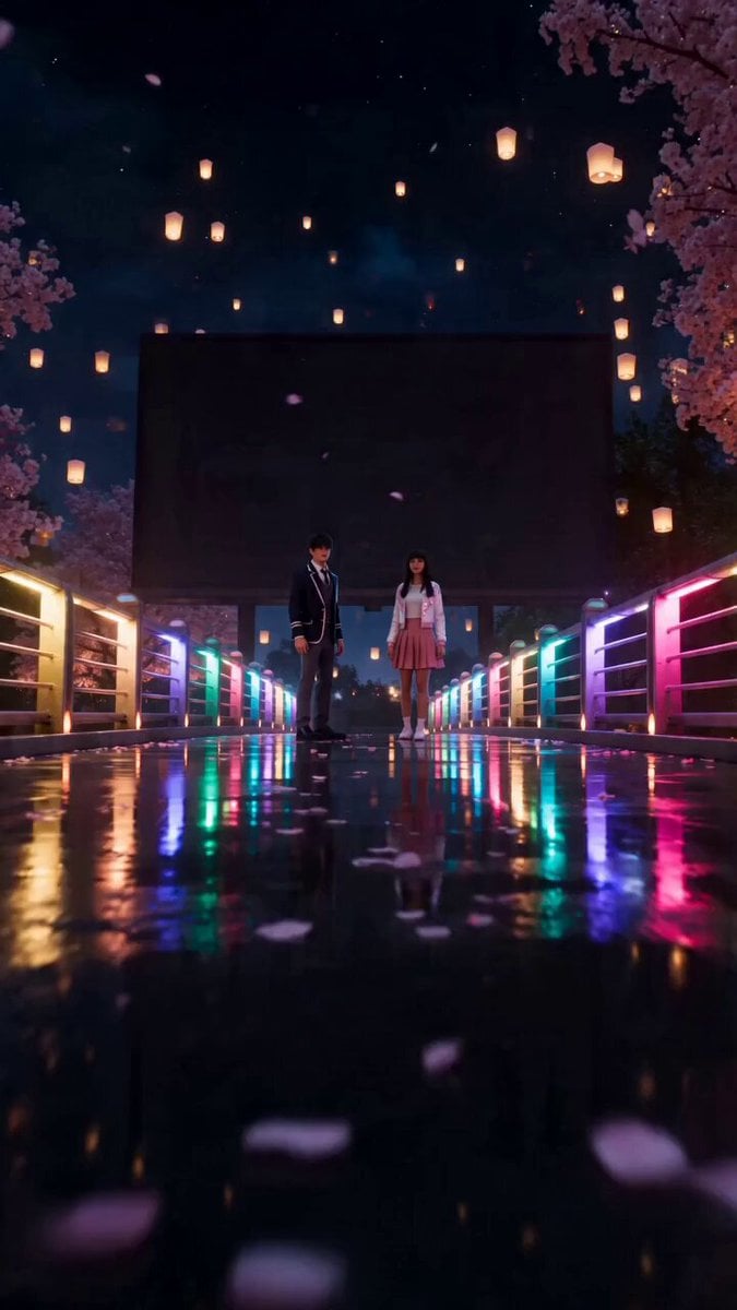 Cyberpunk Romance Scene: School Anniversary Night