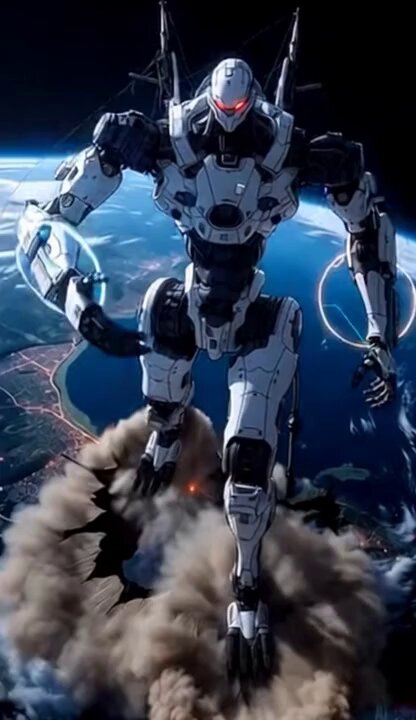 Giant Mecha Orbital Landing