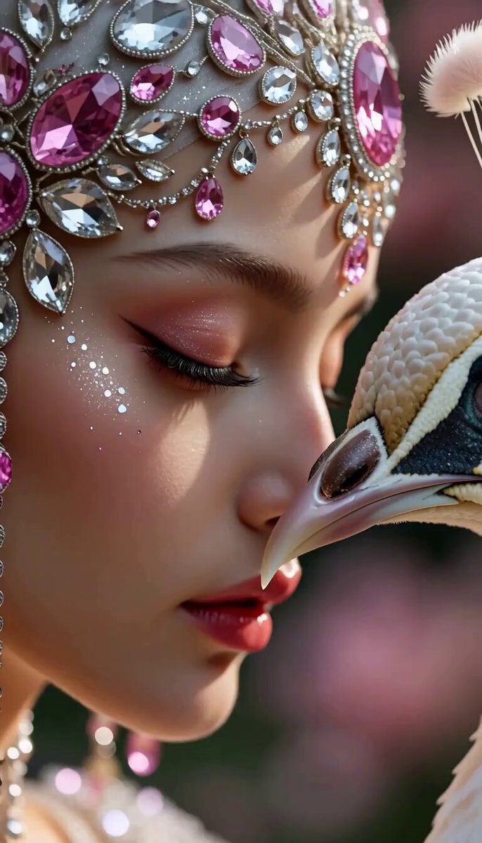 Ethereal Woman and White Peacock