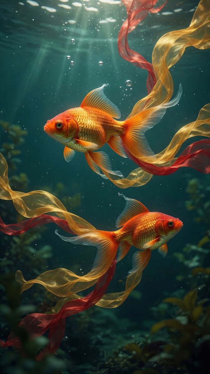 Goldfish with Ribbon Trails