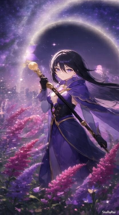 Animate Female Mage in Amaranth Field