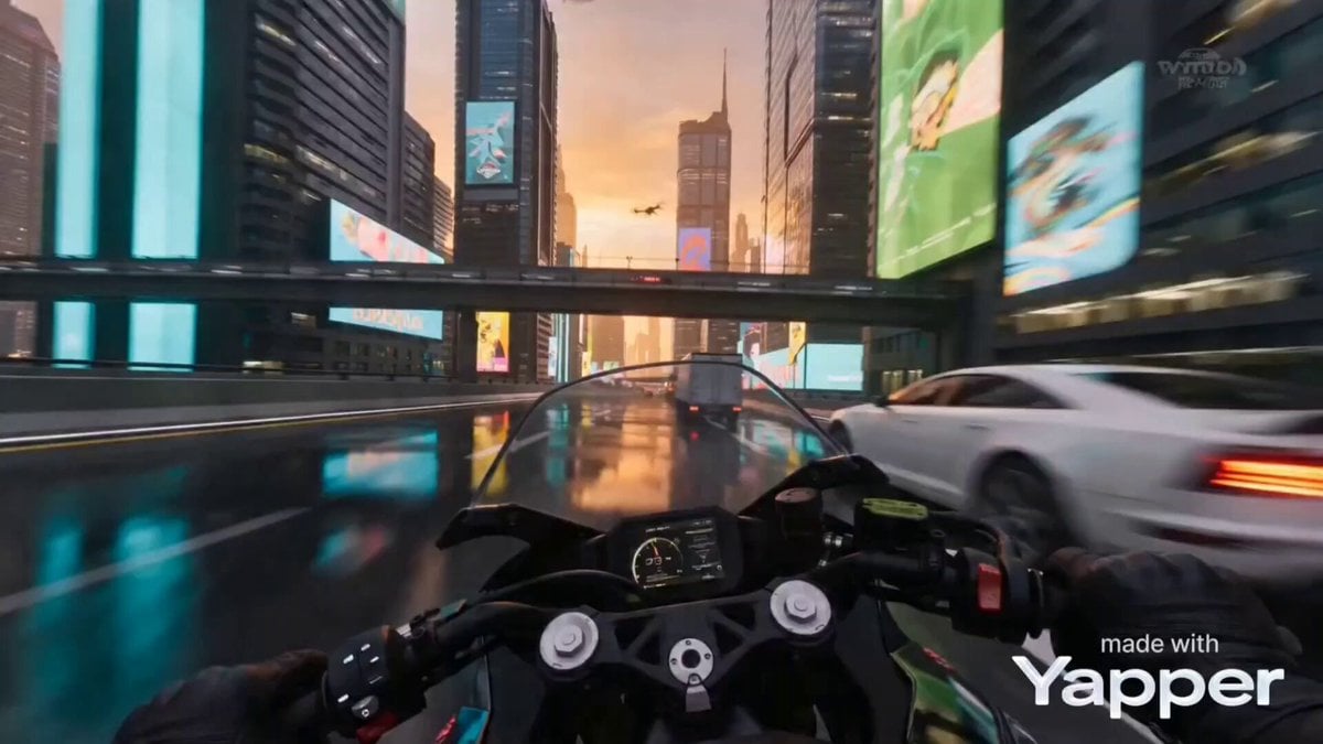 Cyberpunk Motorcycle POV Video Prompt