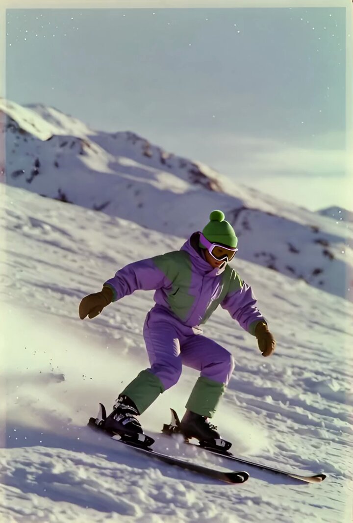 Skier Jump with Polaroid Drone Style