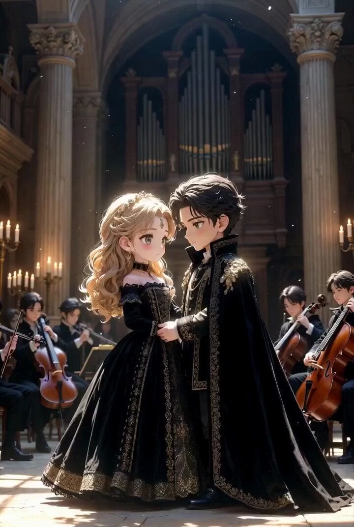 Chibi Royal Couple in Baroque Gothic Palace (30s Continuous Video)