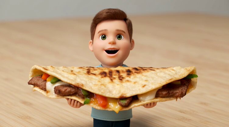 Tiny Man and Giant Quesadilla