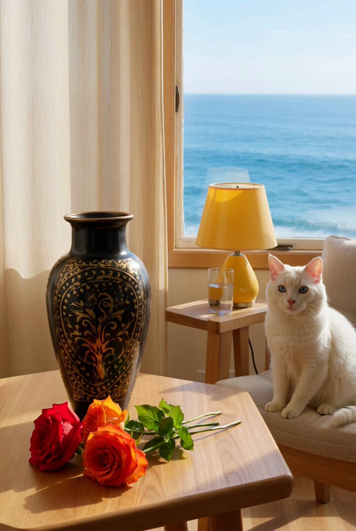 Vase and roses still life
