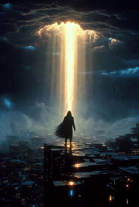 Cyberpunk singularity awakening video prompt