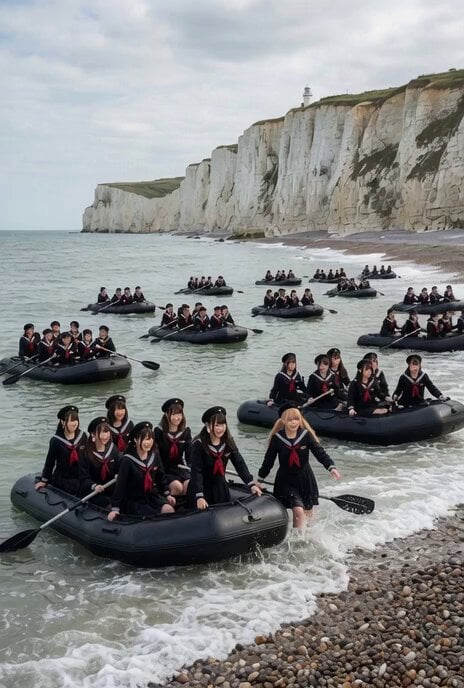 Japanese Women Arriving at Dover Video Prompt