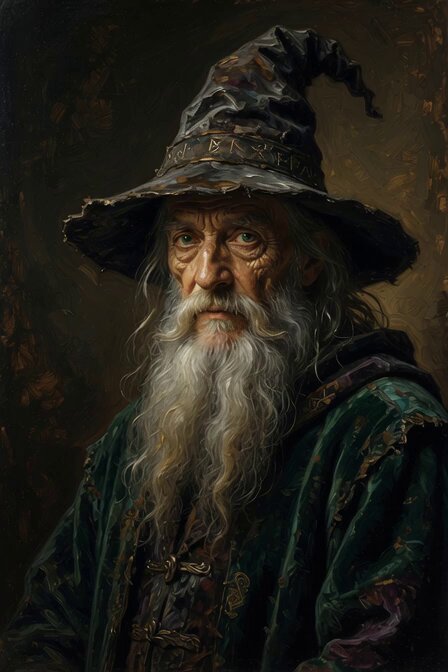 Elderly Wizard Oil Painting