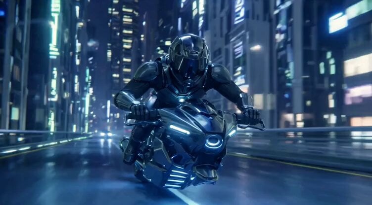 Futuristic Hoverbike Rider Video Prompt