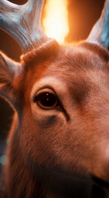 Grok Imagine Video Prompt: Dynamic Fantasy Scene with Deer, Fairy, and Girl