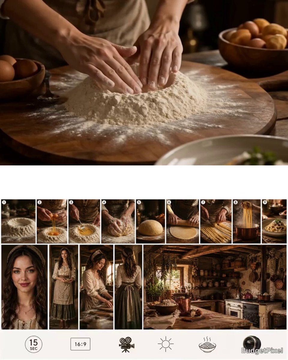 Chronological Pasta Cooking Storyboard